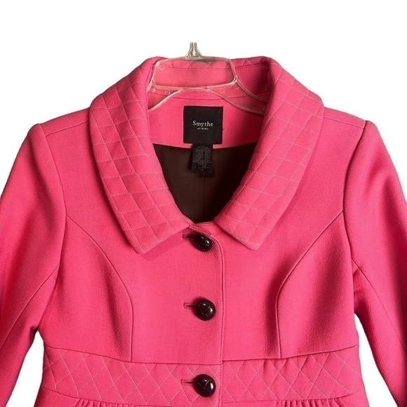 SMYTHE Les Vestes Jacket Coat Pink Wool Blend Quilted Detail Small US 4 - Picture 4 of 12